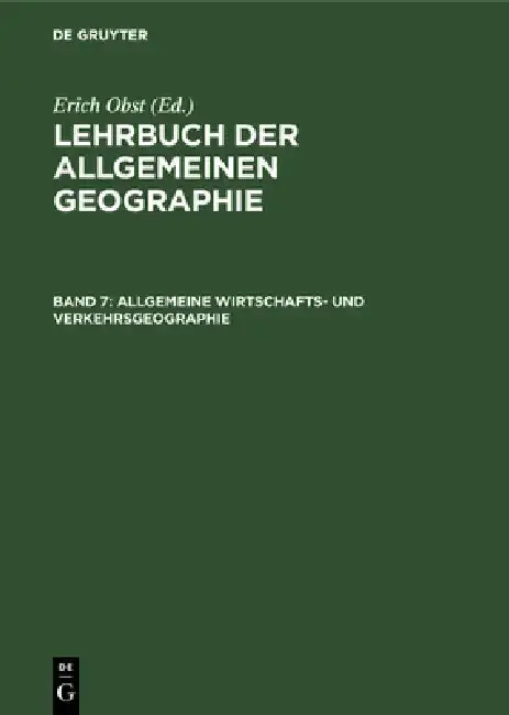 Cover of Allgemeine Wirtschafts- und Verkehrsgeographie