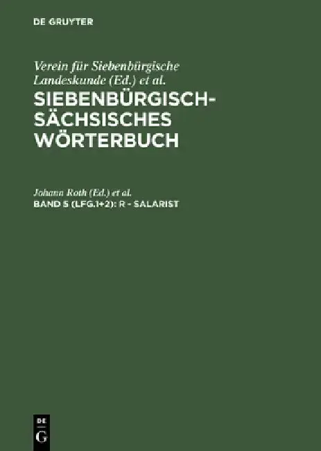Cover of Siebenbürgisch-Sächsisches Wörterbuch, Band 5 (Lfg.1+2), R - Salarist