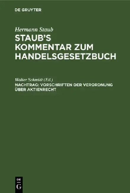 Cover of Vorschriften Der Verordnung Über Aktienrecht