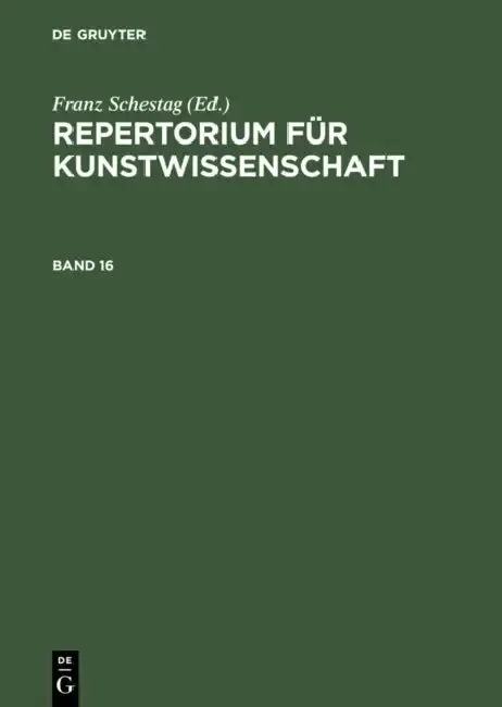 Cover of Repertorium Für Kunstwissenschaft. Band 16
