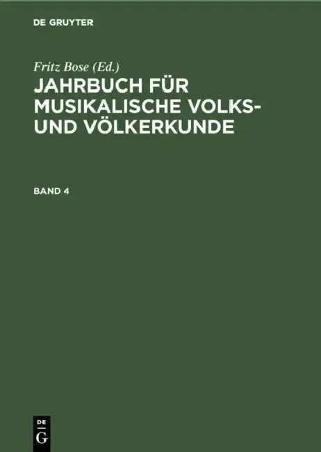 Cover of Jahrbuch Für Musikalische Volks- Und Völkerkunde. Band 4