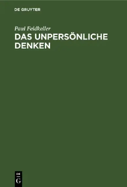 Cover of Das Unpersönliche Denken