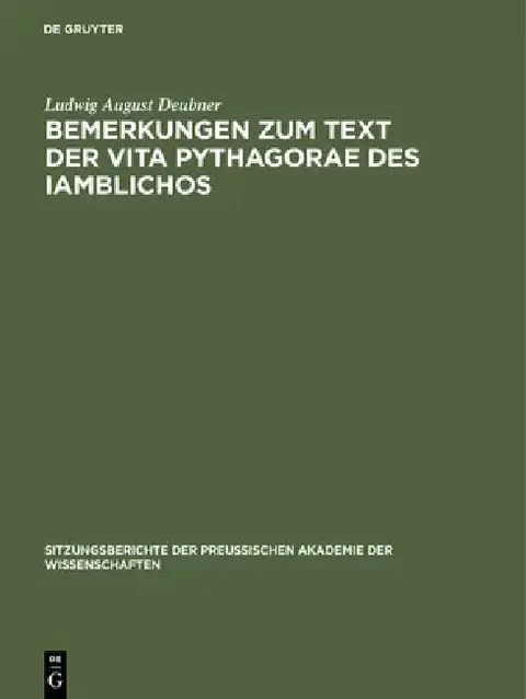 Cover of Bemerkungen Zum Text Der Vita Pythagorae Des Iamblichos