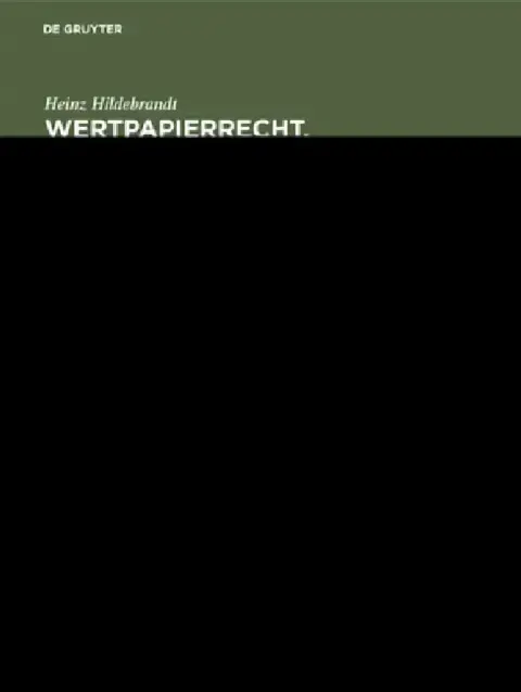 Cover of Wertpapierrecht. Allgemeiner Teil