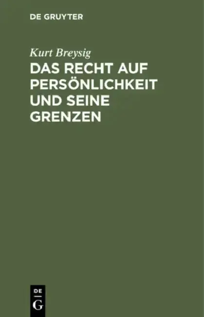 Cover of Das Recht Auf Persönlichkeit Und Seine Grenzen
