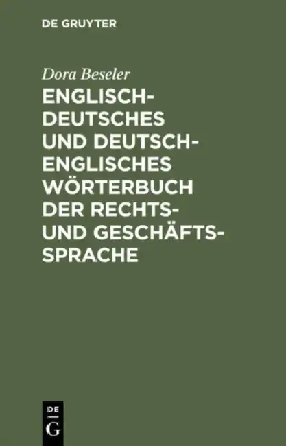 Cover of Englisch-Deutsches Und Deutsch-Englisches Wörterbuch Der Rechts- Und Geschäftssprache