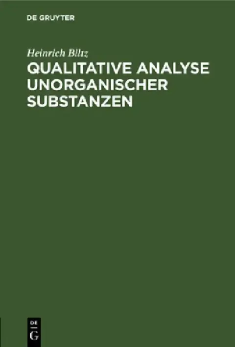 Cover of Qualitative Analyse Unorganischer Substanzen