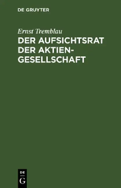 Cover of Der Aufsichtsrat Der Aktiengesellschaft