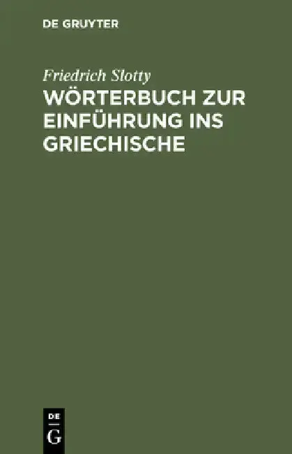 Cover of Wörterbuch Zur Einführung Ins Griechische