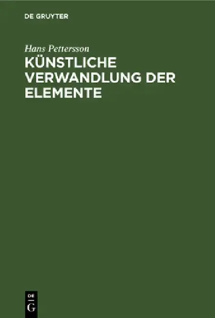 Cover of Künstliche Verwandlung Der Elemente
