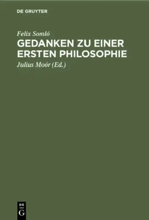 Cover of Gedanken Zu Einer Ersten Philosophie