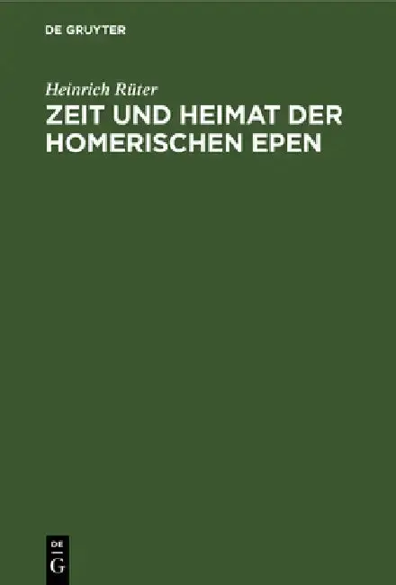 Cover of Zeit Und Heimat Der Homerischen Epen