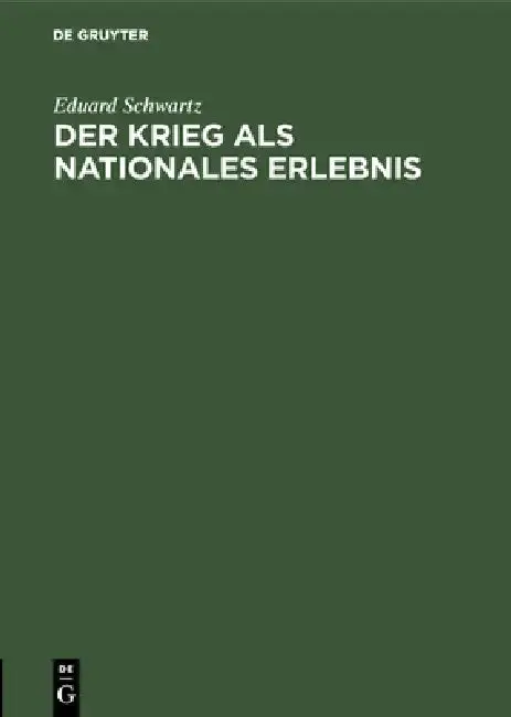 Cover of Der Krieg ALS Nationales Erlebnis