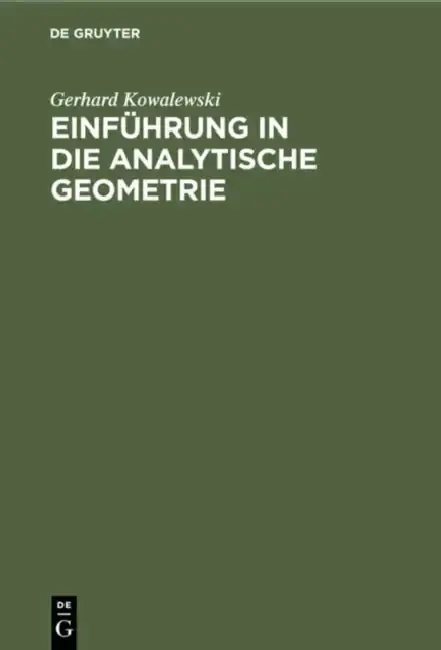 Cover of Einführung in Die Analytische Geometrie