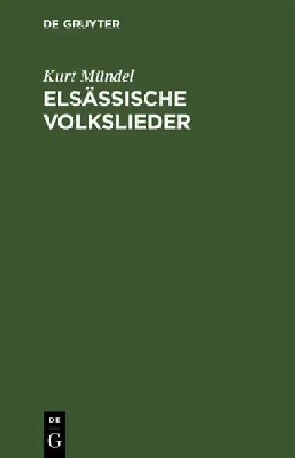 Cover of Elsässische Volkslieder