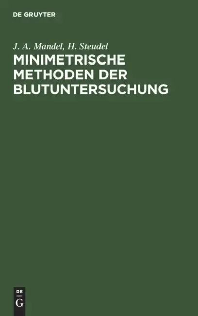 Cover of Minimetrische Methoden Der Blutuntersuchung