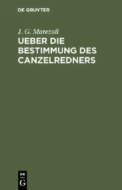 Cover of Ueber die Bestimmung des Canzelredners