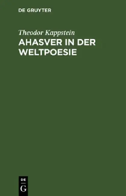 Cover of Ahasver in der Weltpoesie