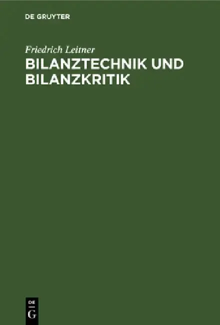 Cover of Bilanztechnik Und Bilanzkritik