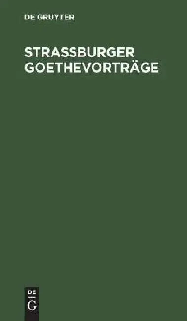 Cover of Straßburger Goethevorträge