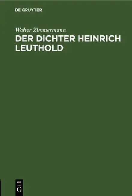 Cover of Der Dichter Heinrich Leuthold