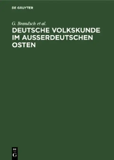 Cover of Deutsche Volkskunde Im Ausserdeutschen Osten
