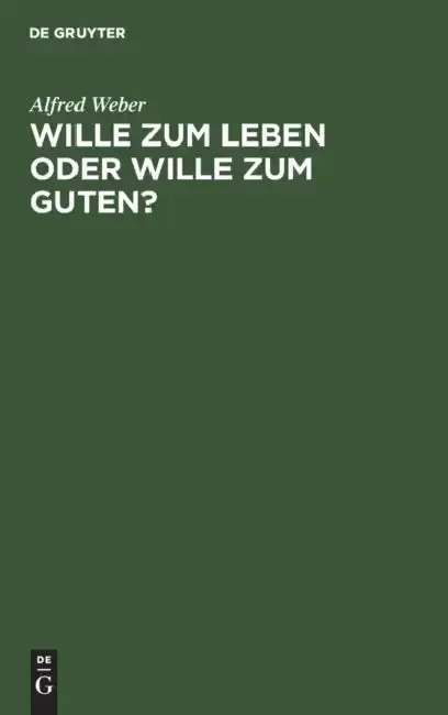 Cover of Wille Zum Leben Oder Wille Zum Guten?