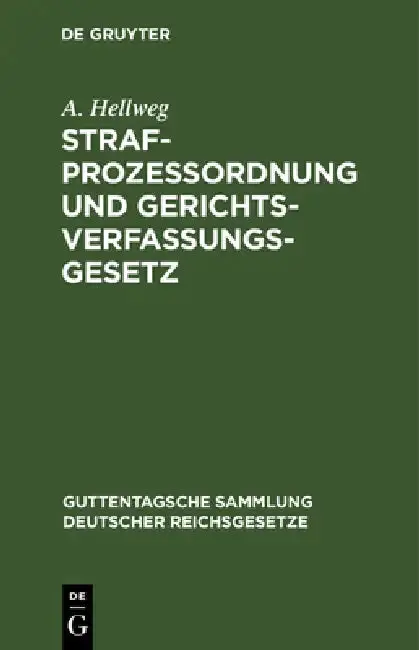 Cover of Strafprozeßordnung Und Gerichtsverfassungsgesetz