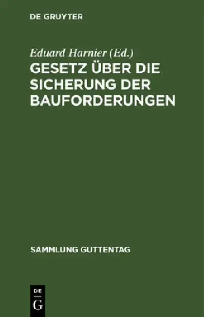 Cover of Gesetz über die Sicherung der Bauforderungen