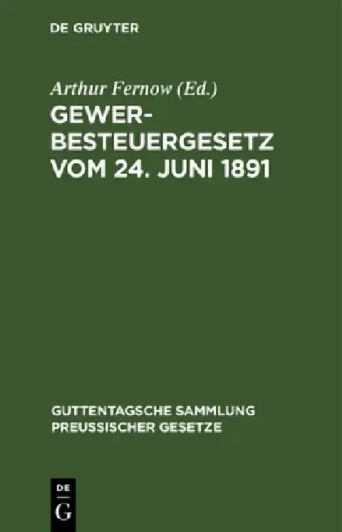 Cover of Gewerbesteuergesetz Vom 24. Juni 1891