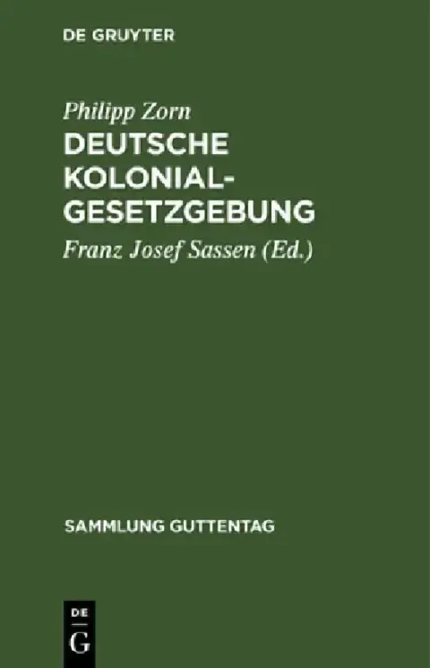 Cover of Deutsche Kolonialgesetzgebung
