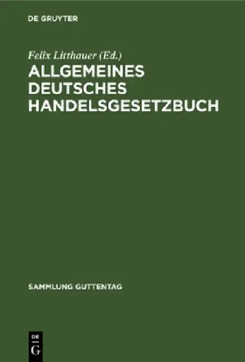 Cover of Allgemeines deutsches Handelsgesetzbuch