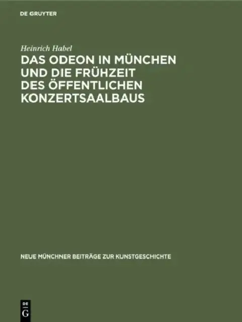 Cover of Das Odeon in München Und Die Frühzeit Des Öffentlichen Konzertsaalbaus
