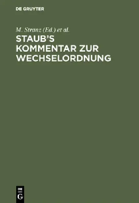 Cover of Staub's Kommentar Zur Wechselordnung