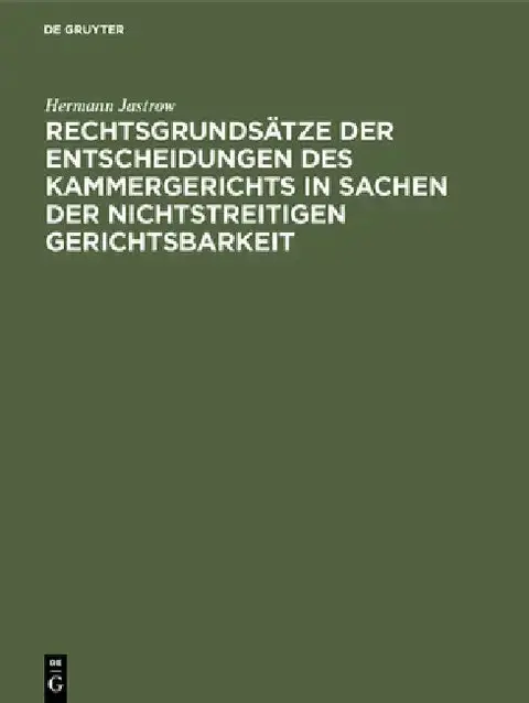 Cover of Rechtsgrundsätze der Entscheidungen des Kammergerichts in Sachen der nichtstreitigen Gerichtsbarkeit