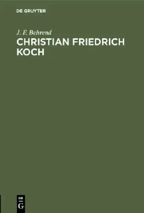 Cover of Christian Friedrich Koch