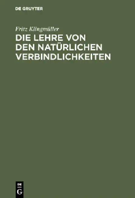 Cover of Die Lehre von den natürlichen Verbindlichkeiten