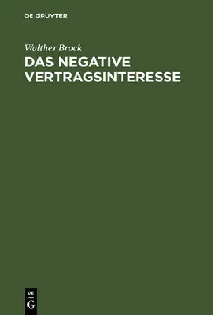 Cover of Das negative Vertragsinteresse
