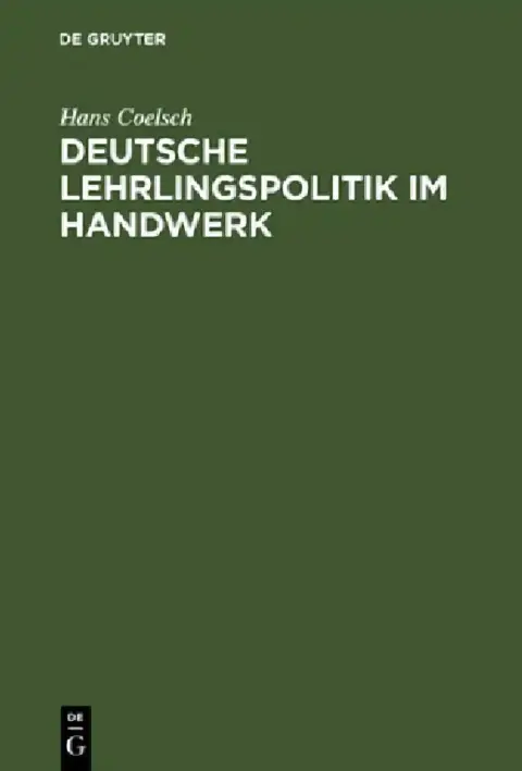 Cover of Deutsche Lehrlingspolitik im Handwerk