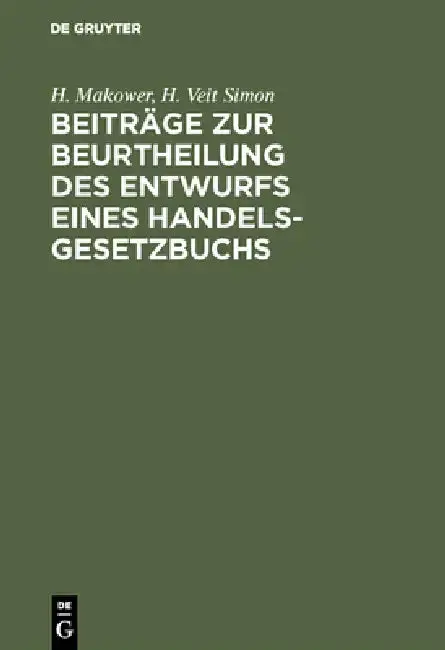 Cover of Beiträge Zur Beurtheilung Des Entwurfs Eines Handelsgesetzbuchs