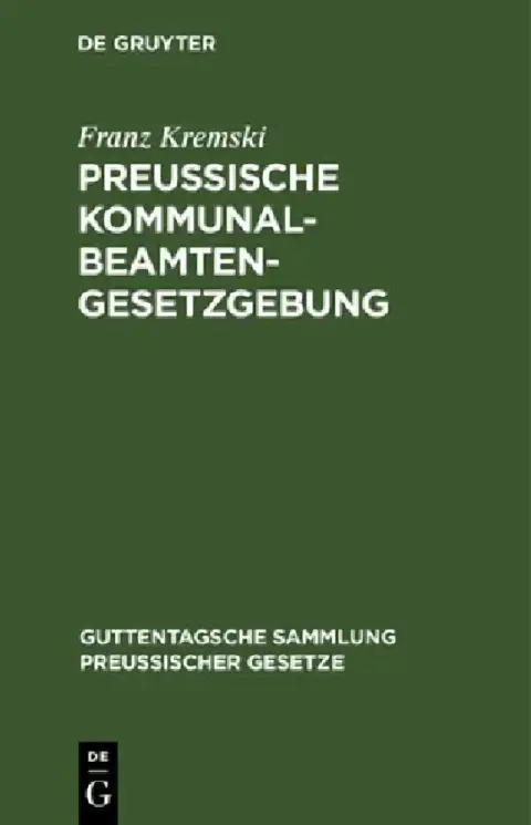 Cover of Preussische Kommunalbeamtengesetzgebung