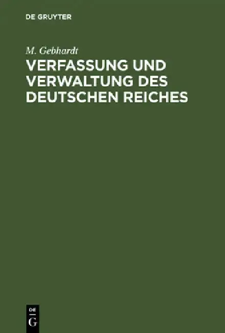 Cover of Verfassung und Verwaltung des Deutschen Reiches
