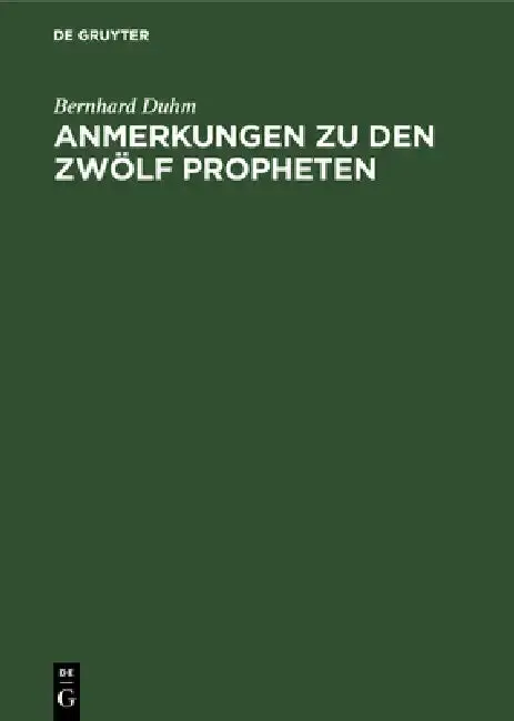 Cover of Anmerkungen Zu Den Zwölf Propheten