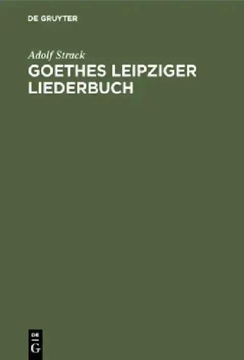 Cover of Goethes Leipziger Liederbuch