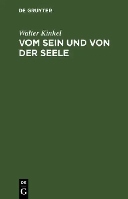 Cover of Vom Sein Und Von Der Seele