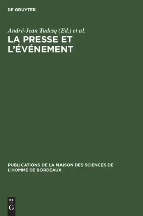 Cover of La Presse Et l'Événement