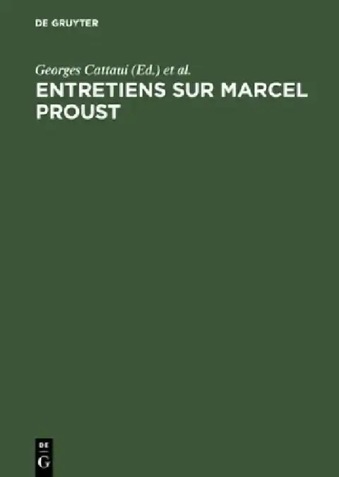 Cover of Entretiens sur Marcel Proust