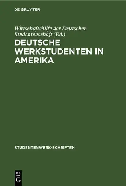 Cover of Deutsche Werkstudenten in Amerika