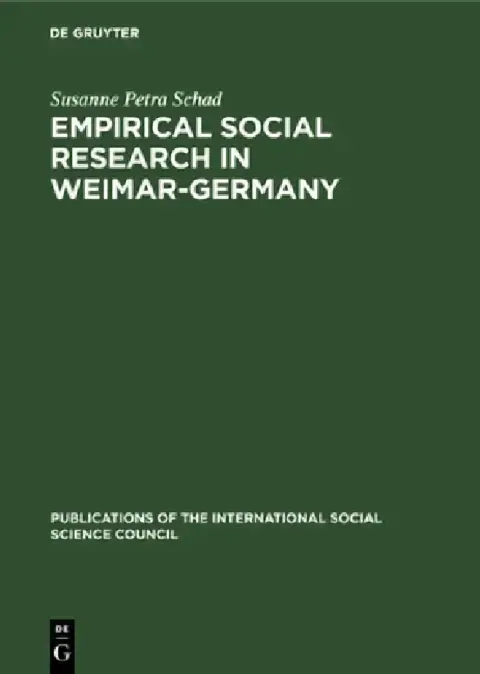 Cover of Empirical Social Research in Weimar-Germany