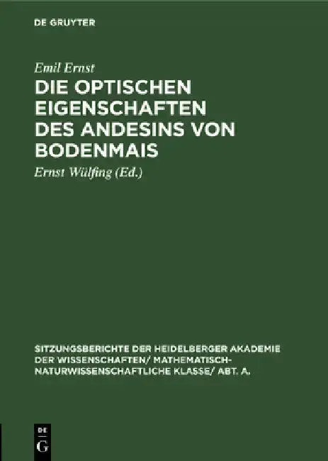 Cover of Die Optischen Eigenschaften Des Andesins Von Bodenmais